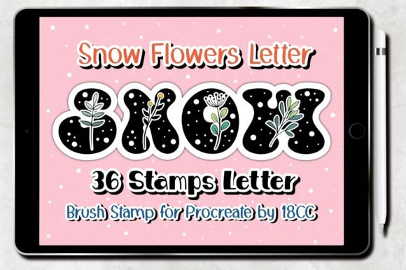 Download Snow Flowers Letter ‪Procreate Stamp - Procreate Collection