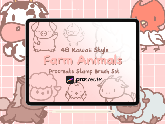 Download Farm Animal Procreate Stamp Brush Set - Procreate Collection