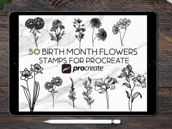 Download Birth Month Flower Procreate Stamps - Procreate Collection