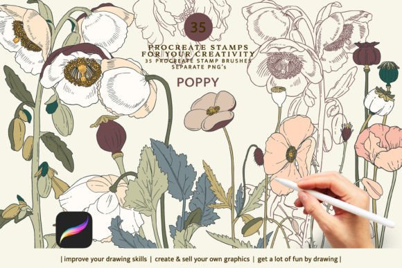 Download Poppy Stamps, Procreate Brushes - Procreate Collection