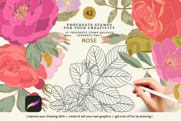 Download Rose Stamp Procreate Brushes - Procreate Collection