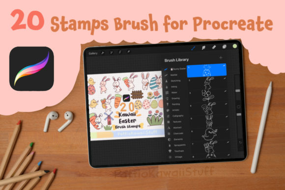 Download Procreate Brush Stamps Cute Bunny Easter - Procreate Collection