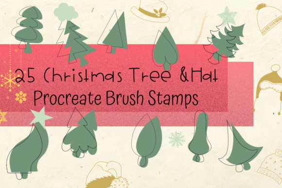 Download Procreate Brush Stamp Christmas Tree&amp;Hat - Procreate Collection