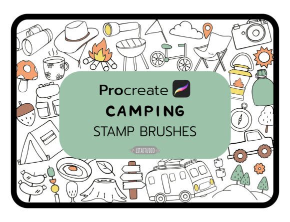 Download 37 Cute Camping Procreate Stamp Brushes - Procreate Collection