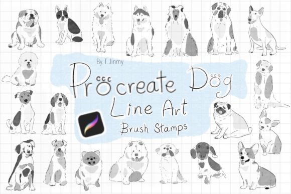 Download Procreate Dog Line Art Brush Stamps - Procreate Collection