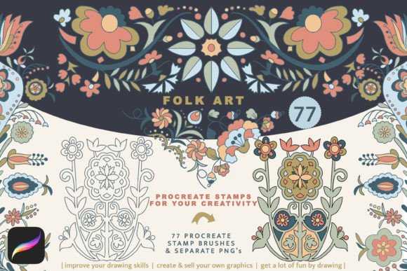Download Folk Art Procreate Brushes, Floral Folk - Procreate Collection