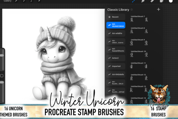 Download Winter Unicorn Procreate Brush Set - Procreate Collection