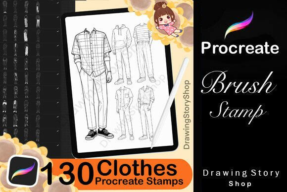 Download 130 Procreate Man Clothes Stamps Brushes - Procreate Collection