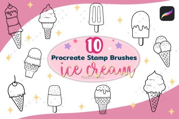 Download Ice Cream Procreate Stamp Brush - Procreate Collection
