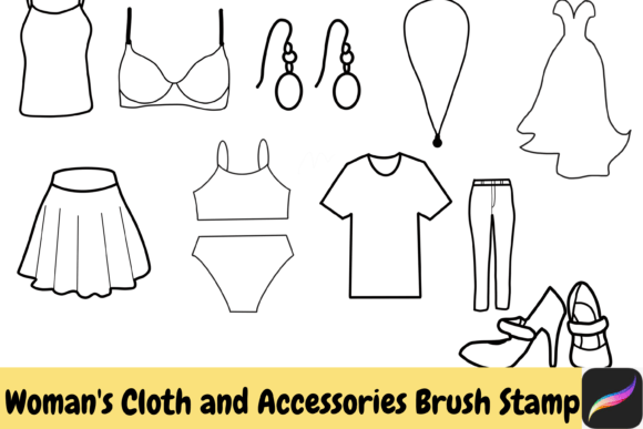 Download Woman Cloth Accessories Procreate Brush - Procreate Collection