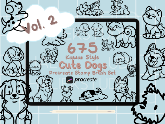 Download 675 Procreate Dog Stamp Brushes Vol. 2 - Procreate Collection
