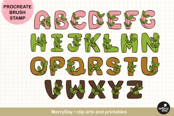 Download ABC Procreate Brush Stamp  Leaves Design - Procreate Collection